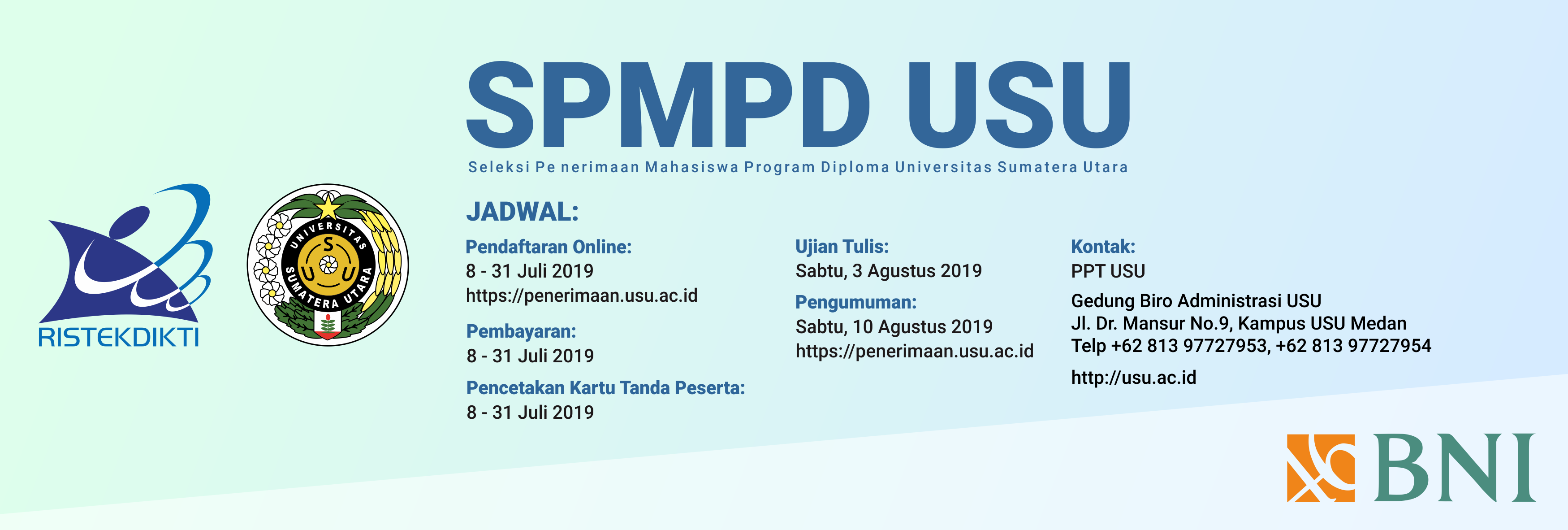 Seleksi Penerimaan Mahasiswa Diploma Universitas Sumatera Utara Tahun 2019